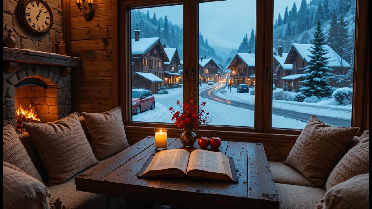 Cozy Winter Jazz ❄️ Soft Saxophone & Snowfall Ambience for Study, Relax & Coffee Shop Nights