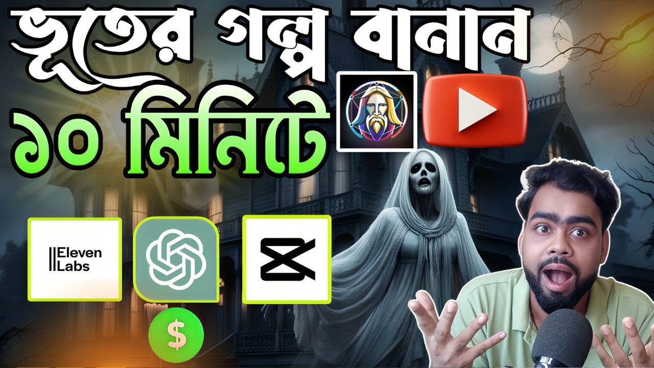 Create Horror Story  Using Free Ai Tools in 10 Minutes Bangla. ভূতের গল্প বানান ১০ মিনিটে |