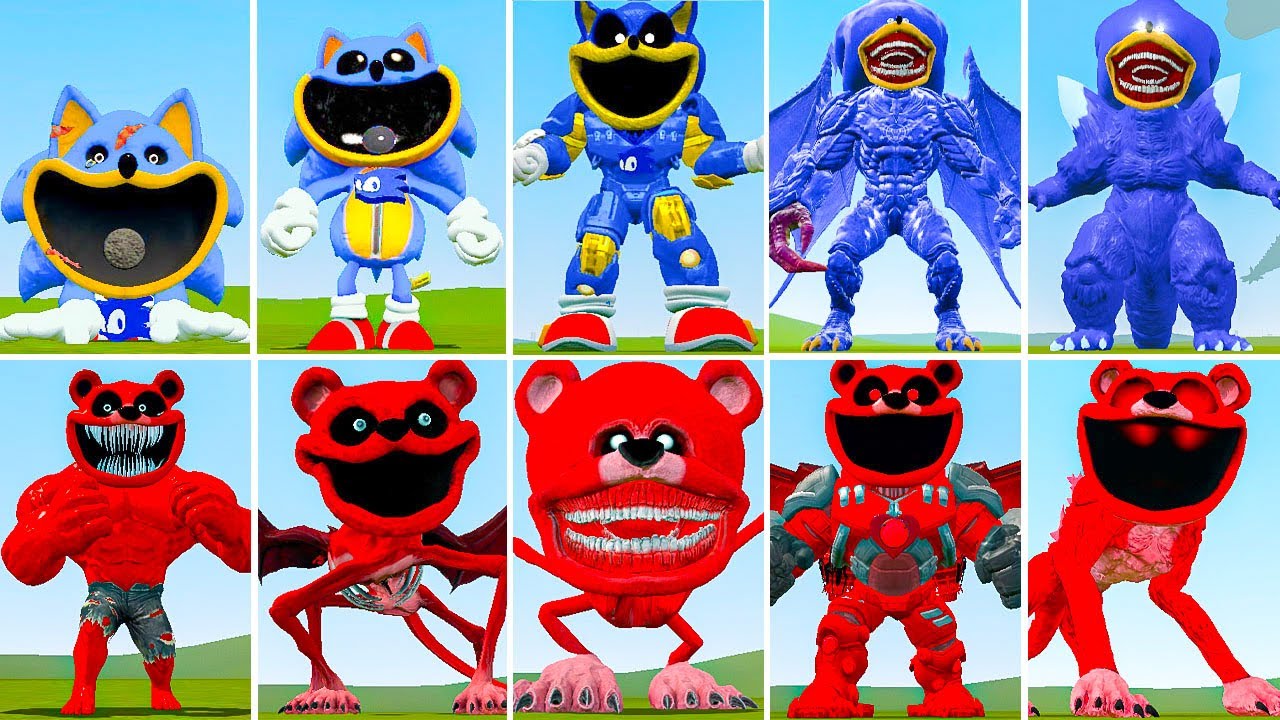 ALL NEW SONIC BLUE VS MECHA SONIC VS ALL NEW POPPY PLAYTIME VS MECHATITAN BEAR in GARRY'S MOD!!!