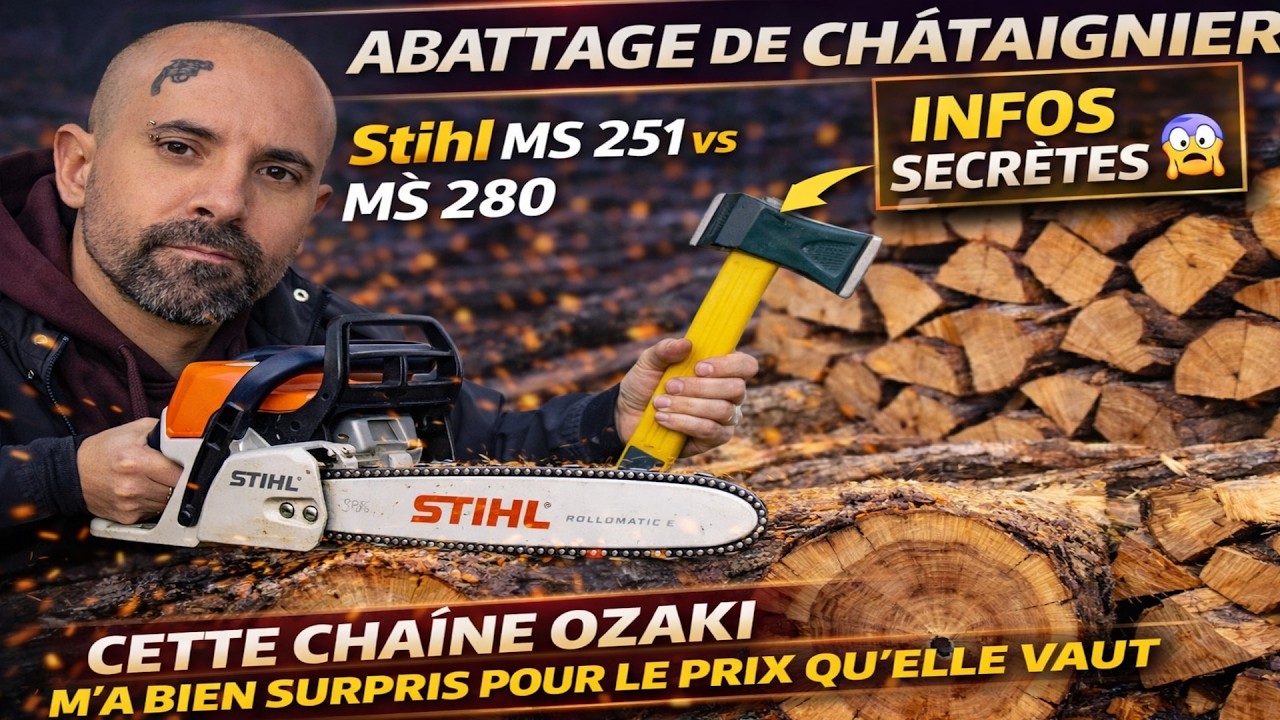 Affouage 2025/2026 STIHL ms280/ ms251🔥 Cette Chaîne OZAKI M’a Bluffé ! Test sur Châtaignier