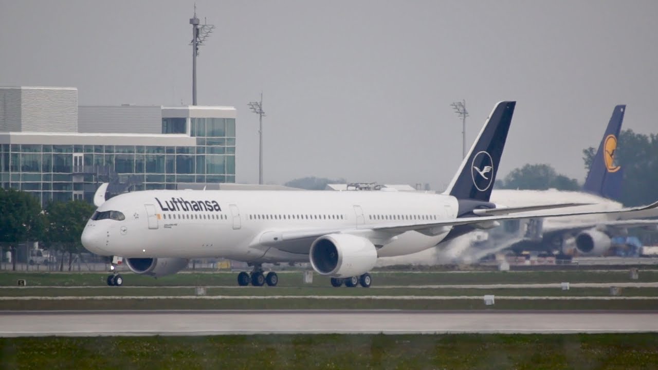 NEW Lufthansa A350-941 New Livery D-AIXI landing at Munich Airport First Time