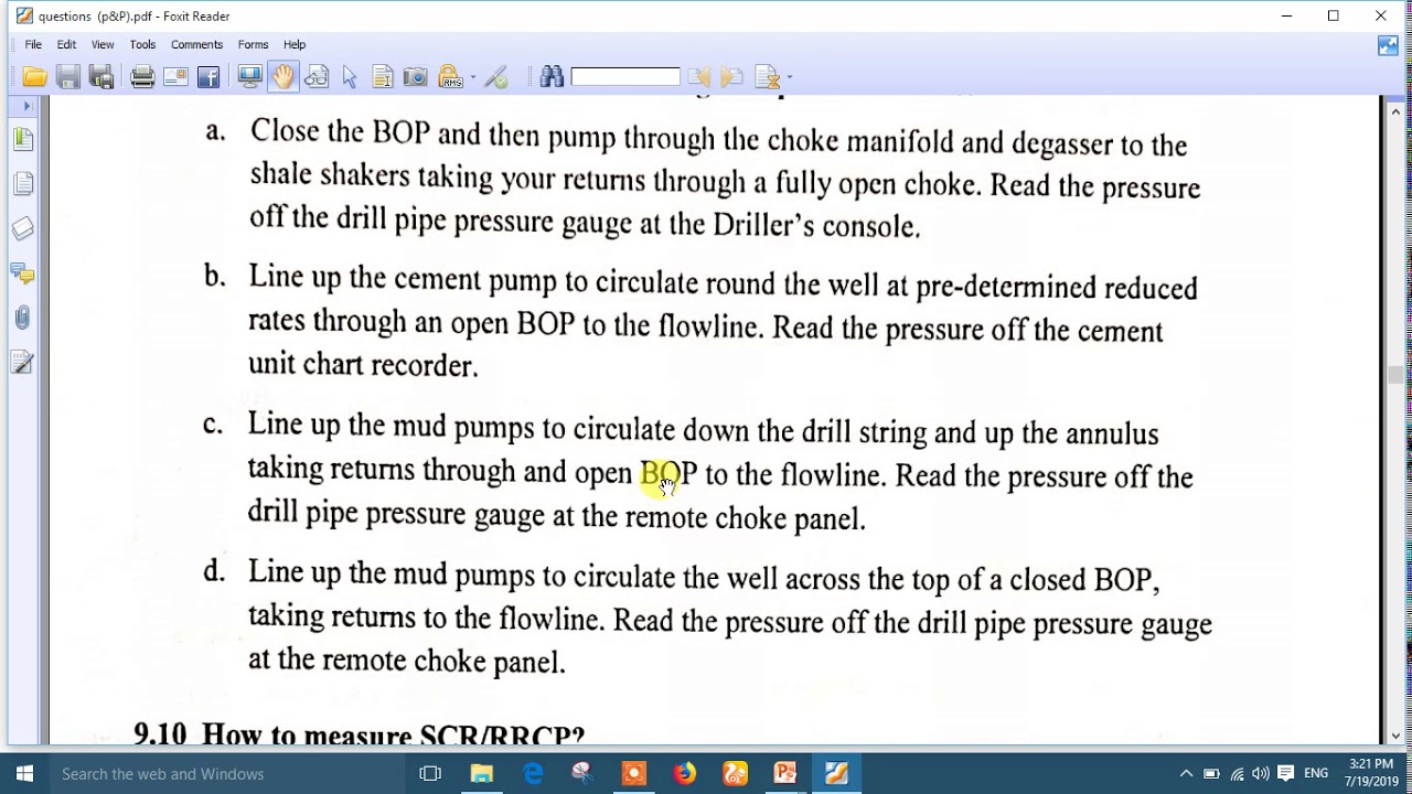 20 .IWCF:  questions on killing procedures