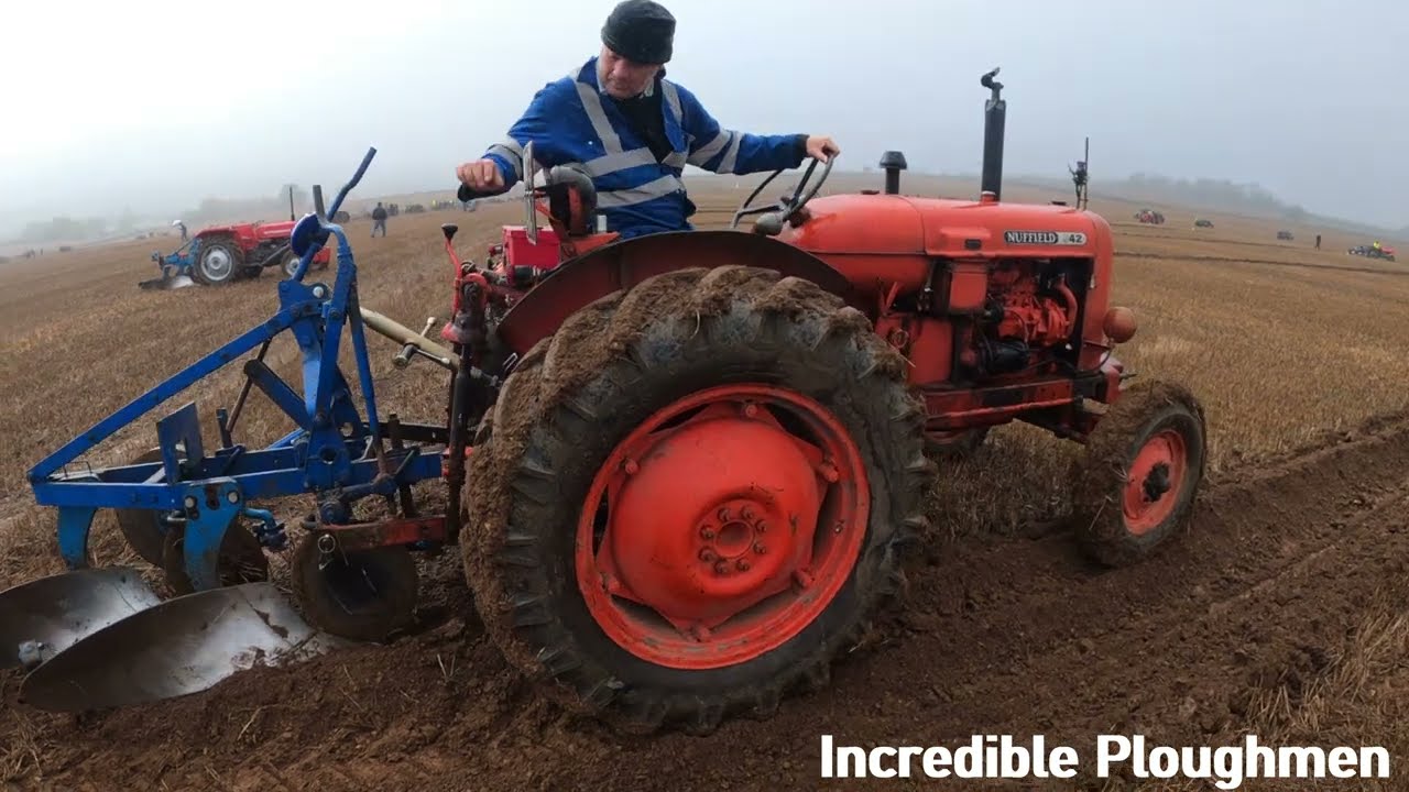 1964 Nuffield 3/42 2.8 Litre 3-Cyl Diesel Tractor (42 HP) with Ransomes Plough Rutland Ploughing