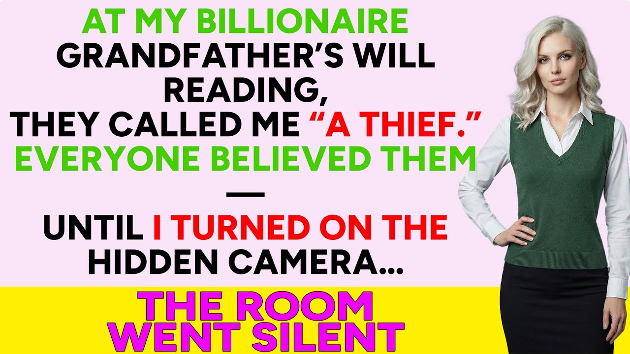 At My Billionaire Grandfather’s Will Reading, They Called Me a THIEF, But Then the Hidden Camera…