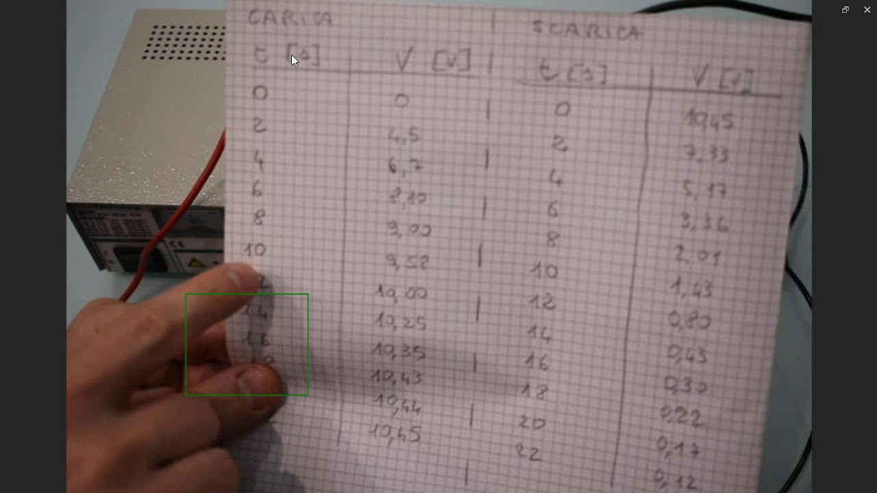 Prova di laboratorio carica e scarica condensatore Parte 2