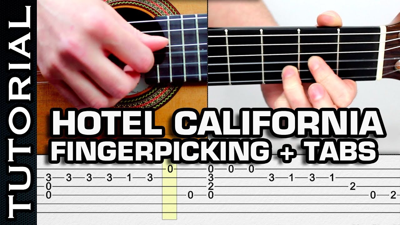 como tocar Hotel California FingerPicking - Clase Completa con tabs en guitarra acústica