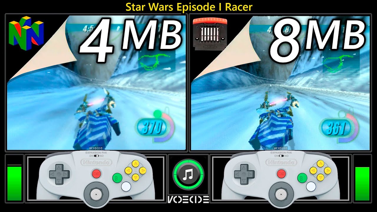 Star Wars Episode I Racer (Nintendo 64 vs Nintendo 64 w/ Expansion Pak) Gameplay Comparison