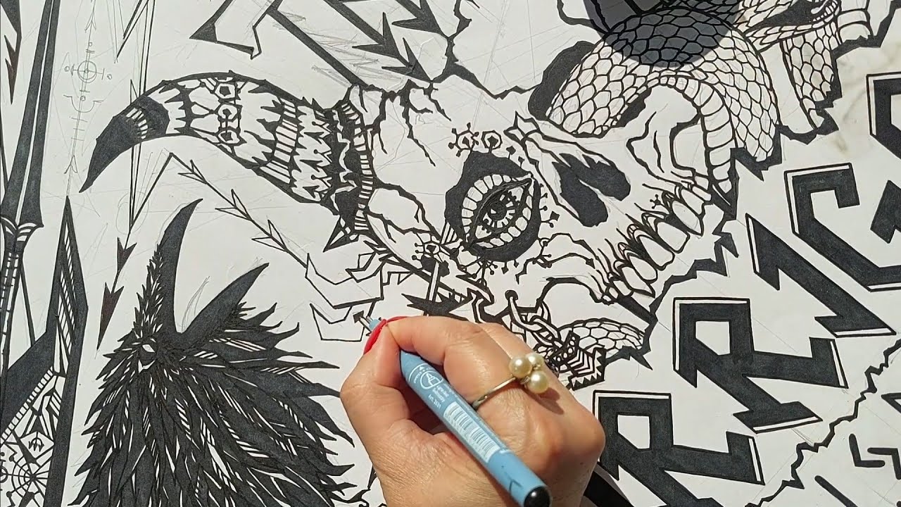 WITCH ASMR ☠️ I'M DRAWING AN ALTAR CLOTH FOR WORKING WITH THE GODDESS MORRIGAN 💫RELAXING INK DRAWING