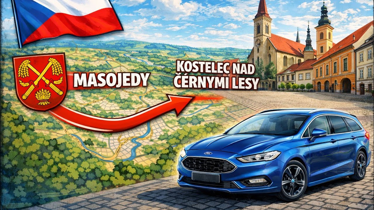 👉 🛣️ Masojedy → Kostelec n. Č. lesy | Klidná jízda autem | Real Driving POV 🇨🇿