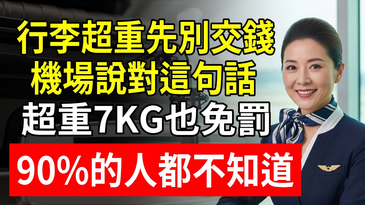 行李超重，先別傻傻交錢！空姐朋友揭秘：只需說出&ldquo;這1句魔咒&rdquo;，超重7公斤也不罰款，90%的人不知道！#行李超重 #省錢 #旅行 #機場 #空姐