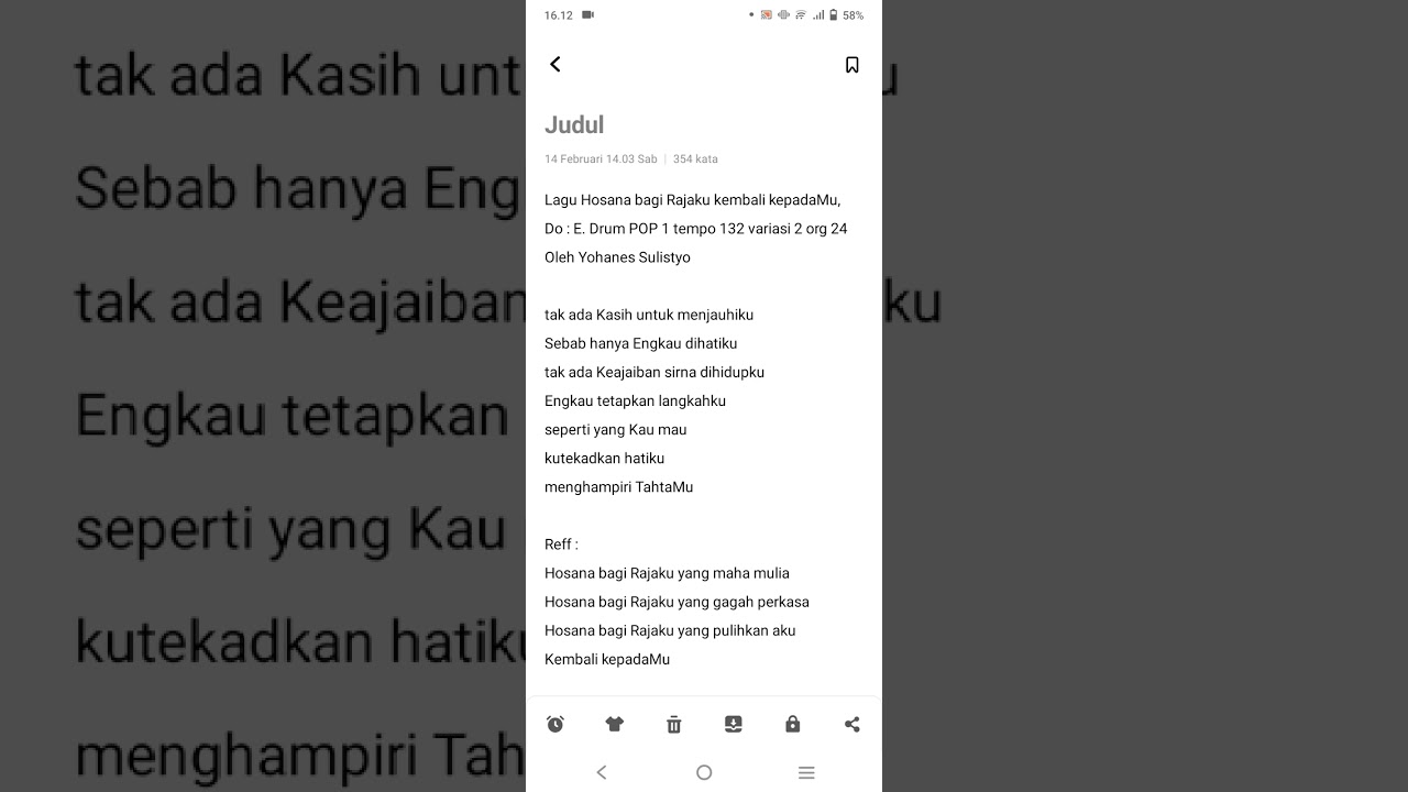 Lagu Hosana bagi Rajaku kembali kepadaMu, Do : E. Drum POP 1 tempo 132 variasi 2 org 24