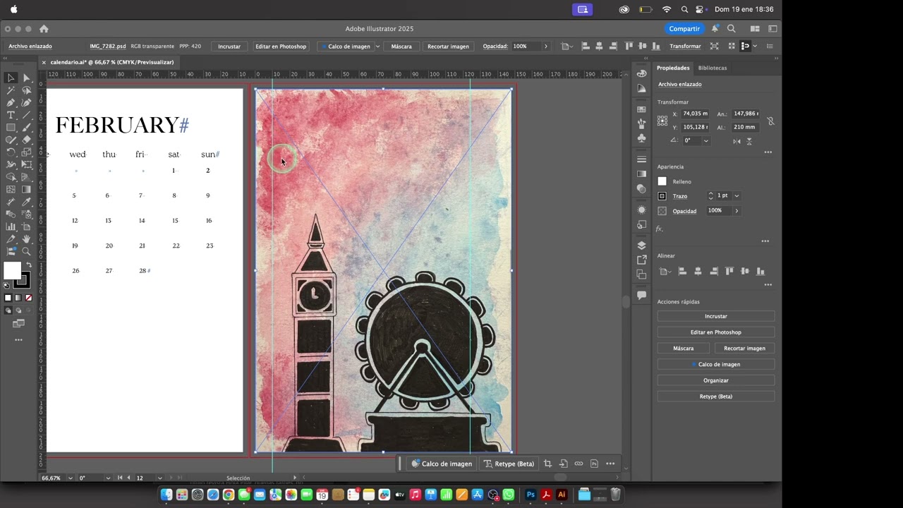 Retoca imégenes realizadas a acuarela, para incluir en un calendario- Creatividad en Blanco