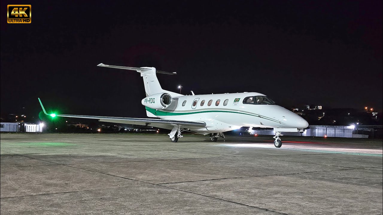 Embraer Phenom 300 PR-RDG Acionamento e Decolagem Noturna