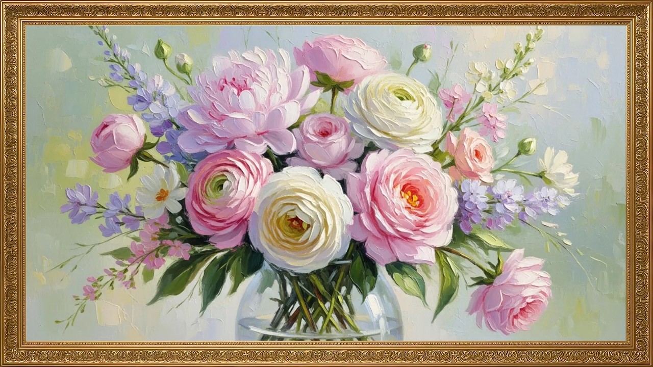 Flower Bouquet 🌸 Floral Art for TV Screensaver | Stress Relief & Peaceful Ambience 4K | 7 Hours