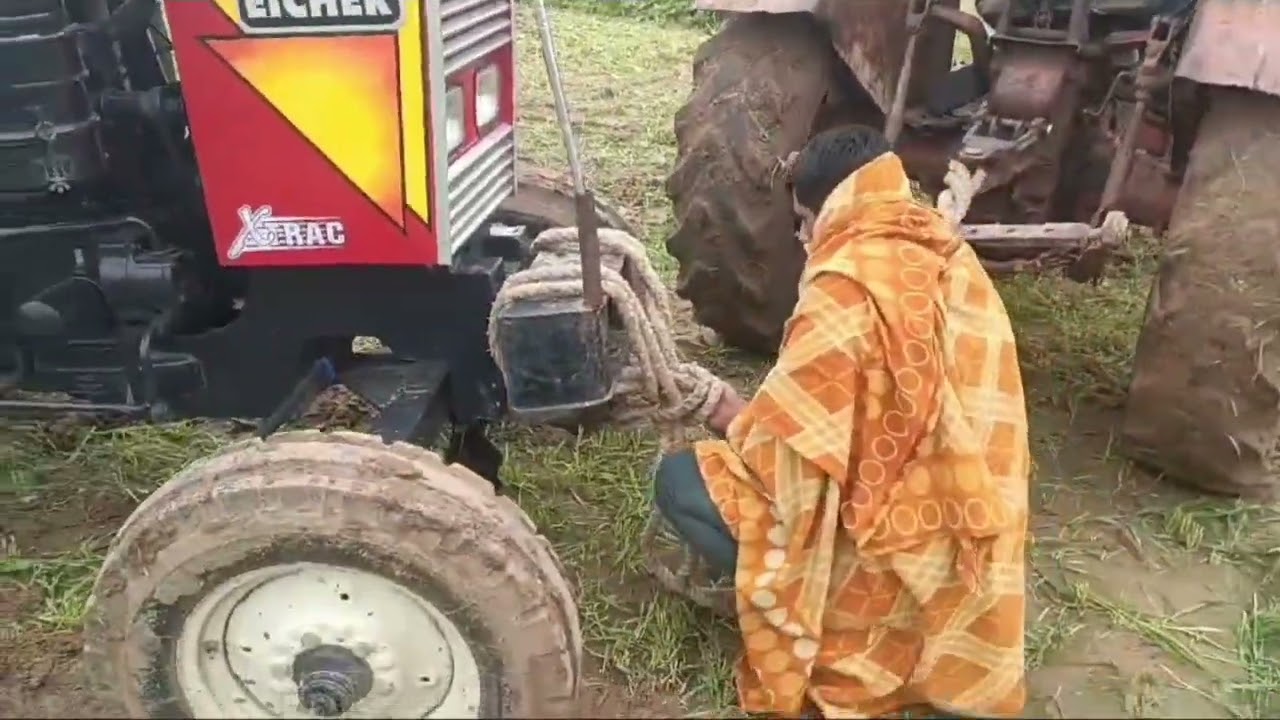 🚜आयशर🤗 241 ट्रैक्टर🔗 फस गया है 🚜और ट्रैक्टर स्कॉट 💪335 ने🤔 निकाला😡🥰