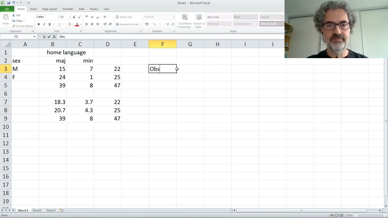 Stats 35 Contingency tables in Excel