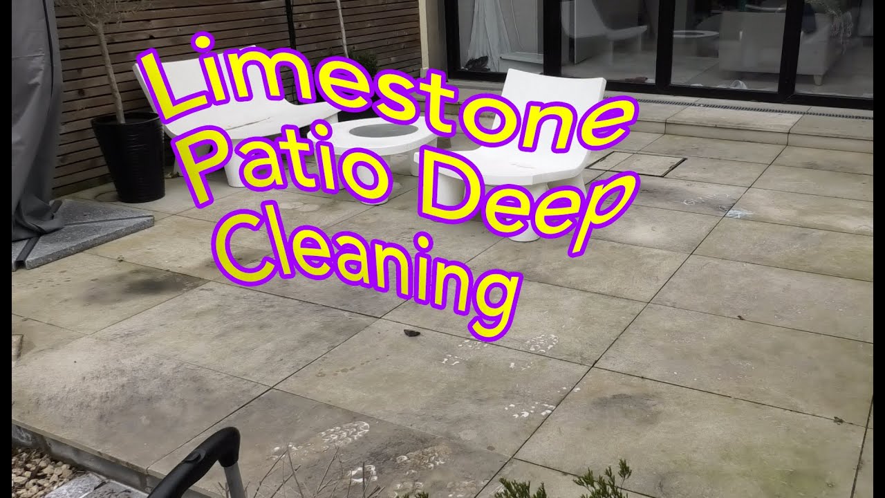 Years Of Dirt & Algae Shifted From This Limestone Patio. Jet Wash & Chemical Patio Cleaning ASMR.