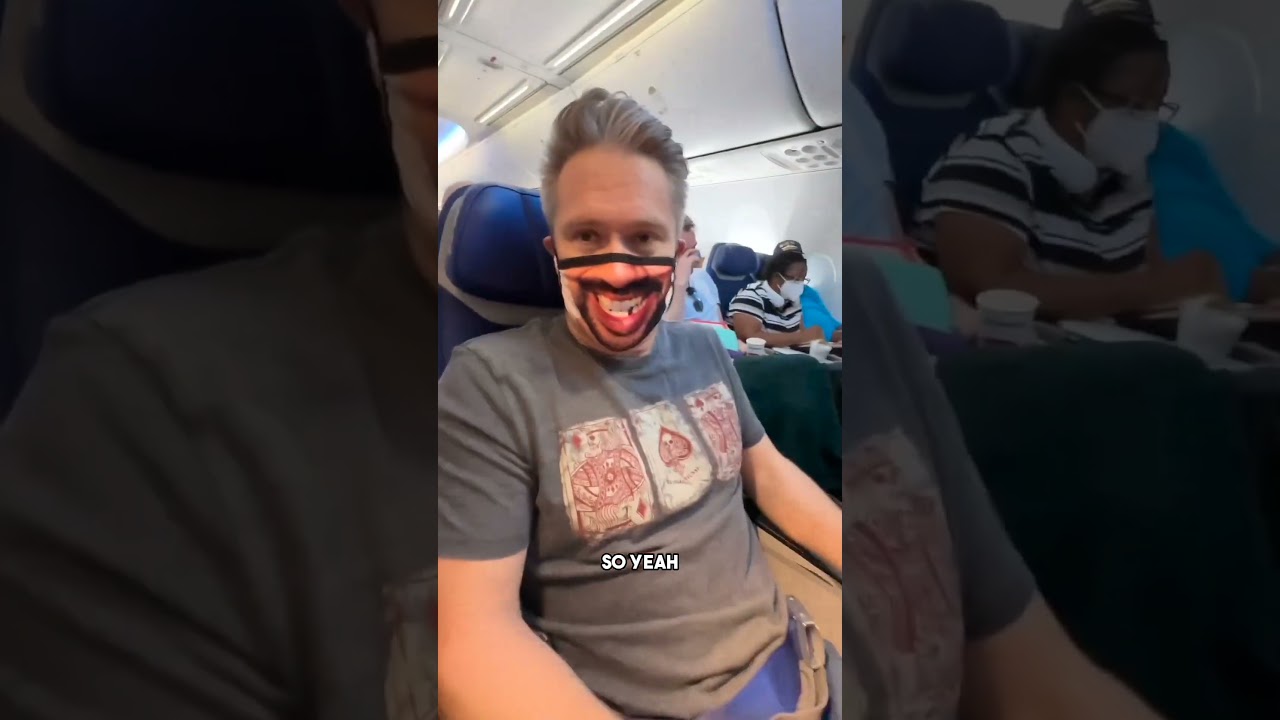 My adorable husband still wears a mask when flying. I do too, but this time I switched his mask 😂