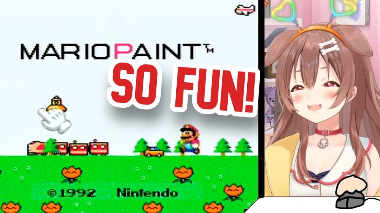 Korone Having Fun With Mario Paint Title Screen