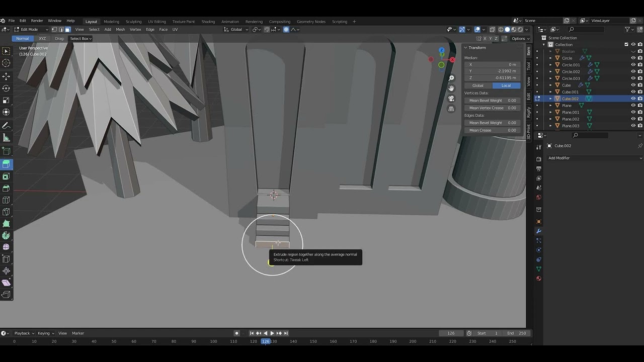 Как сделать пропорциональное редактирование ступень. Blender proportional editing