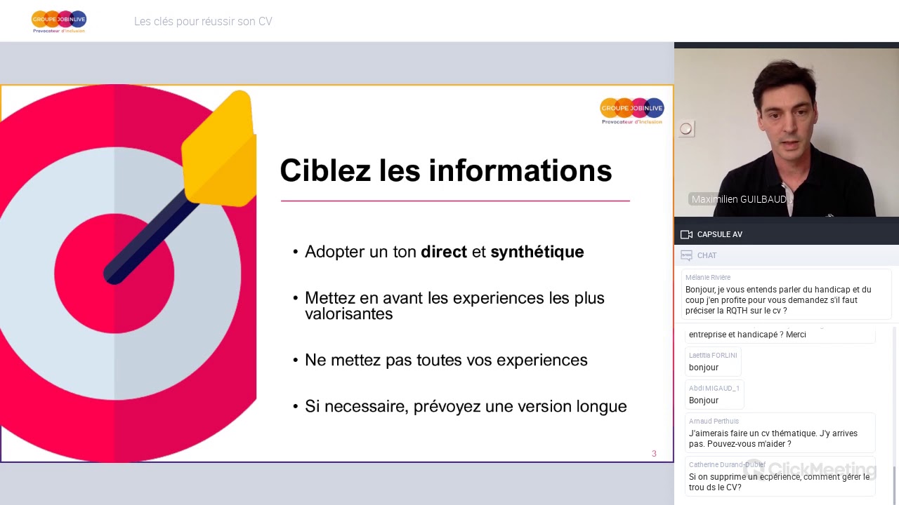 WEBINLIVE : Les clés pour réussir son CV