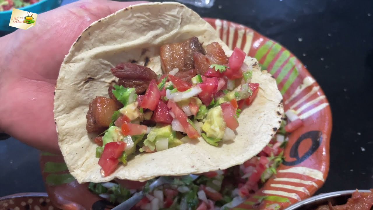 Grasitas de cerdo caseras con pico de gallo CHICHARRONES  #larecetadelaabuelita