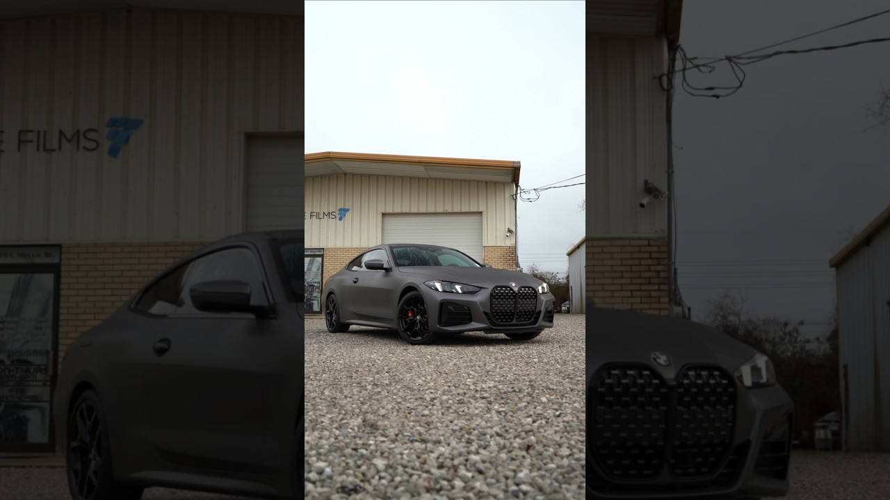 Matte Gray BMW 430i #prestigefilms #mattecars #wrap #cartok #fyp #bmw #carwrap #louisiana #bmwm4 #yt