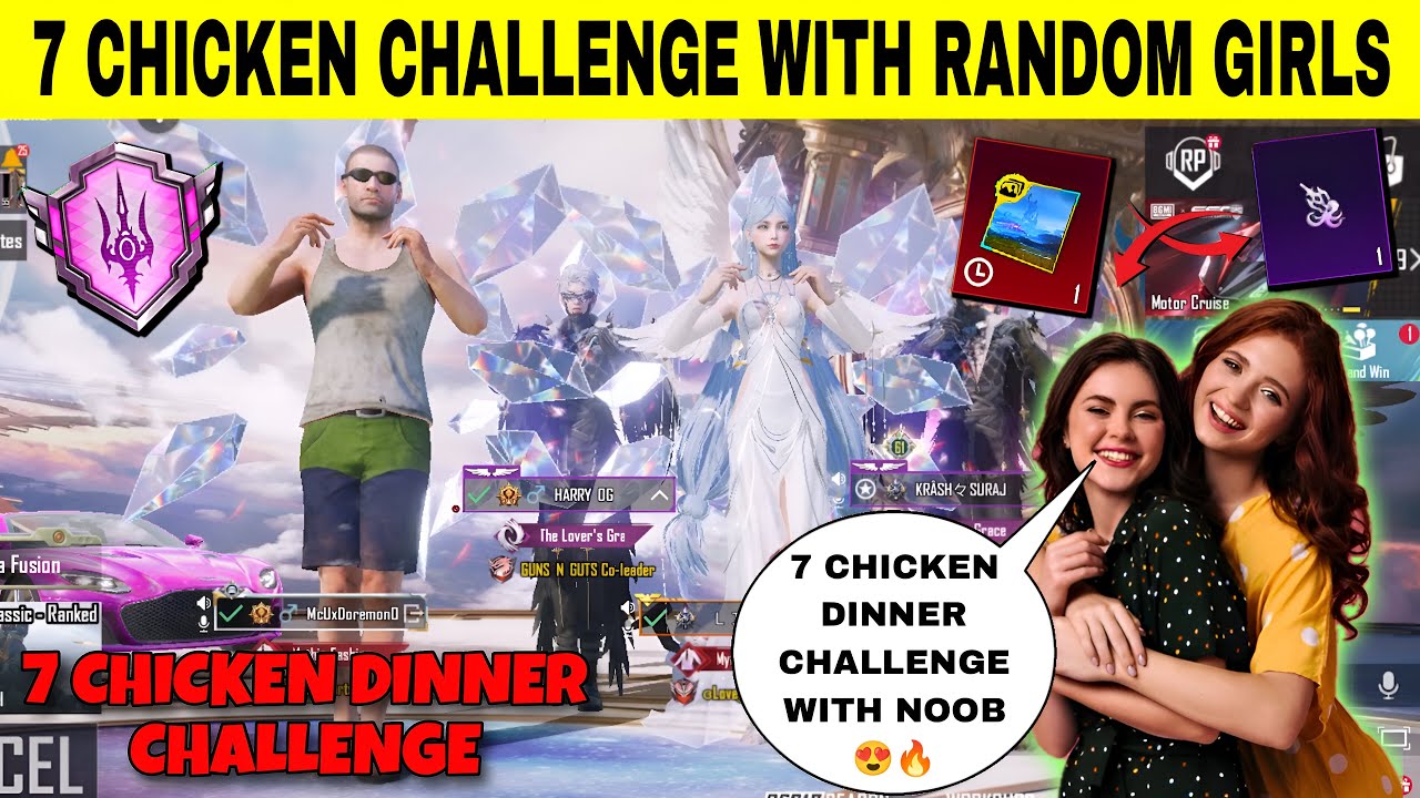 7 CHICKEN DINNER CHALLENGE WITH RANDOM GIRLS🔥 SHOCKED😱 AFTER SEEING MY NEW MYTHIC TITLE ❤️😍