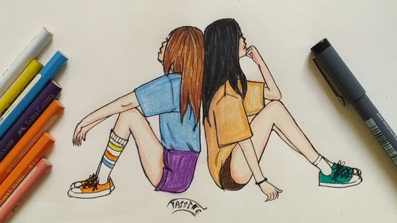 Como desenhar AMIGAS TUMBLR - passo a passo | Como dibujar Mejores amigas