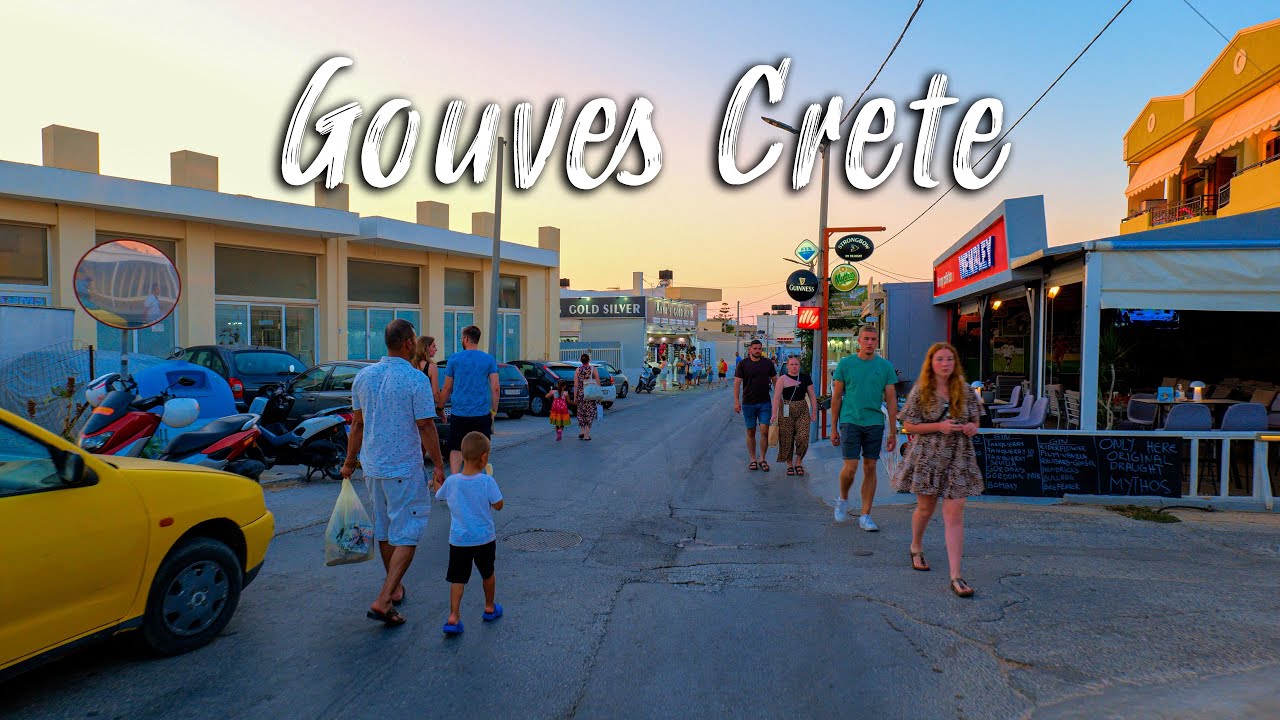 Crete Greece, Gouves, walking tour in 4K, Greece 2022