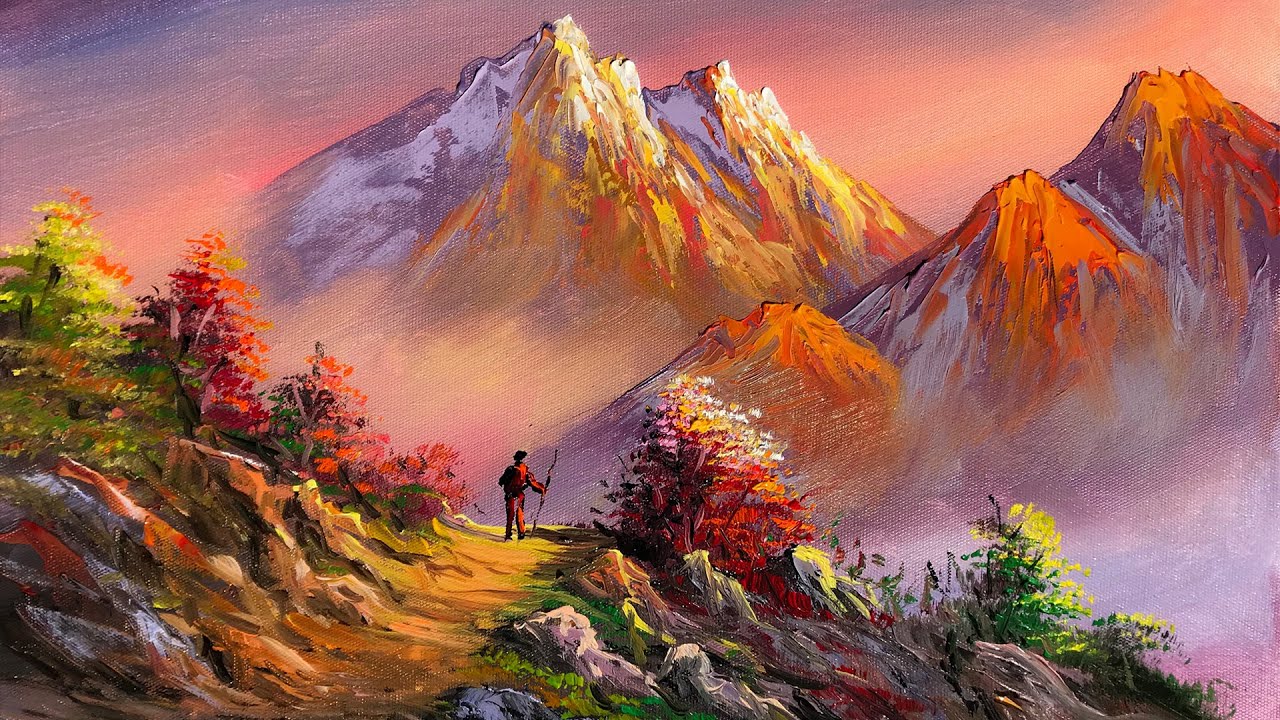 Nepali Painting | Painting a Beautiful Mountain Landscape with Acrylics | Art Candy | Nepali Artist