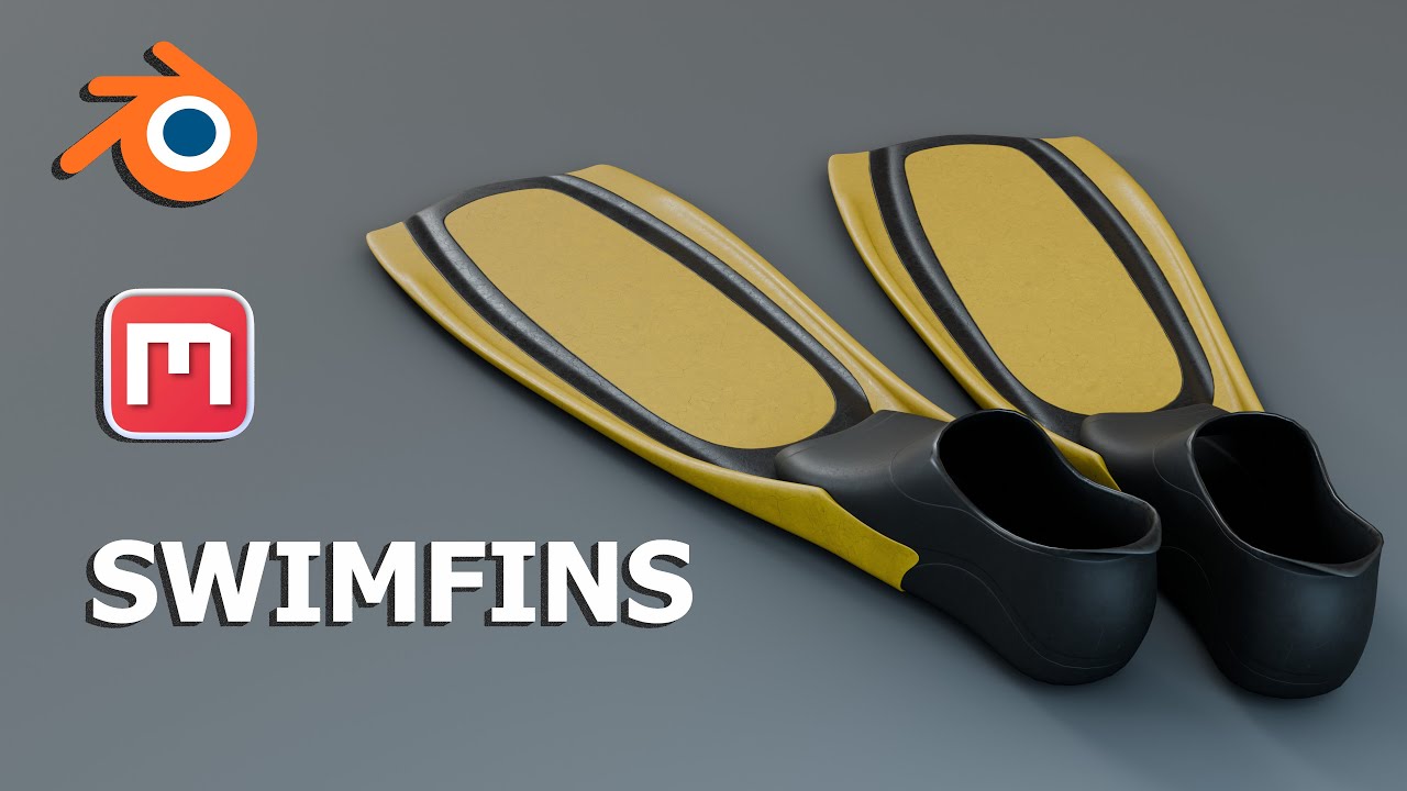 How to make Swim fins - Diving Flippers in Blender + Texturing Timelapse