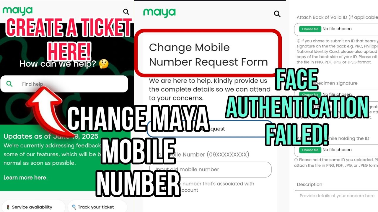 CHANGE MAYA MOBILE NUMBER/FACE AUTHENTICATION FAILED!(TRY NIYO GUMAWA NG TICKET DITO)
