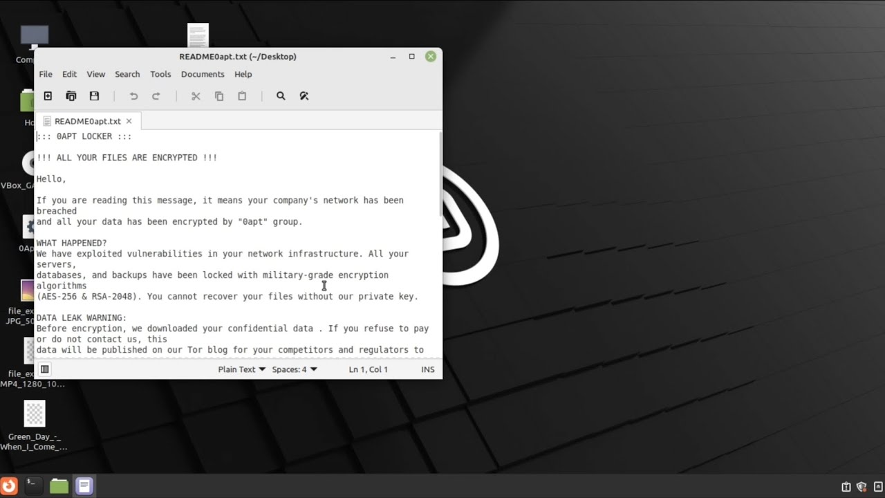 Вирус-шифровальщик для Linux | 0Apt Locker