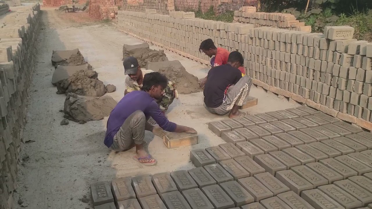 Manual Brick Production | Workers Making Bricks Together 