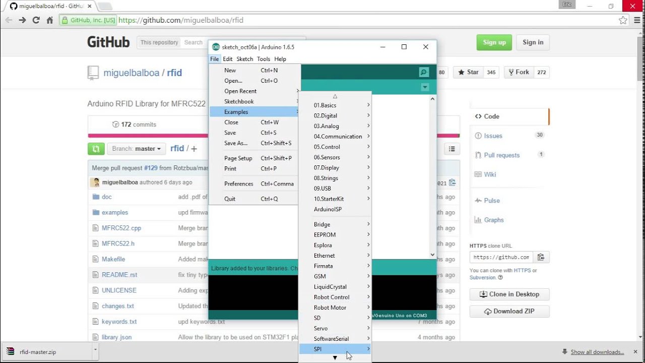 Import library of MFRC522 (RFID RC522) to Arduino IDE