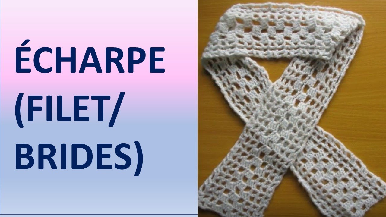 🎗 Écharpe simple en crochet (filet/brides)