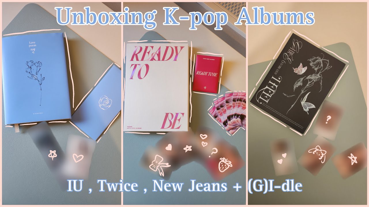 K-Pop Album unboxings | IU Blueming 💙, Twice Ready To Be 💗, New Jeans OMG/Ditto 🐰, (G)I-DLE I Feel 🦋