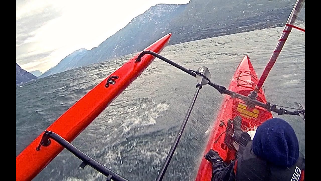Hobie Mirage Tandem Island Gardasee, extreme Sailing...stormy day