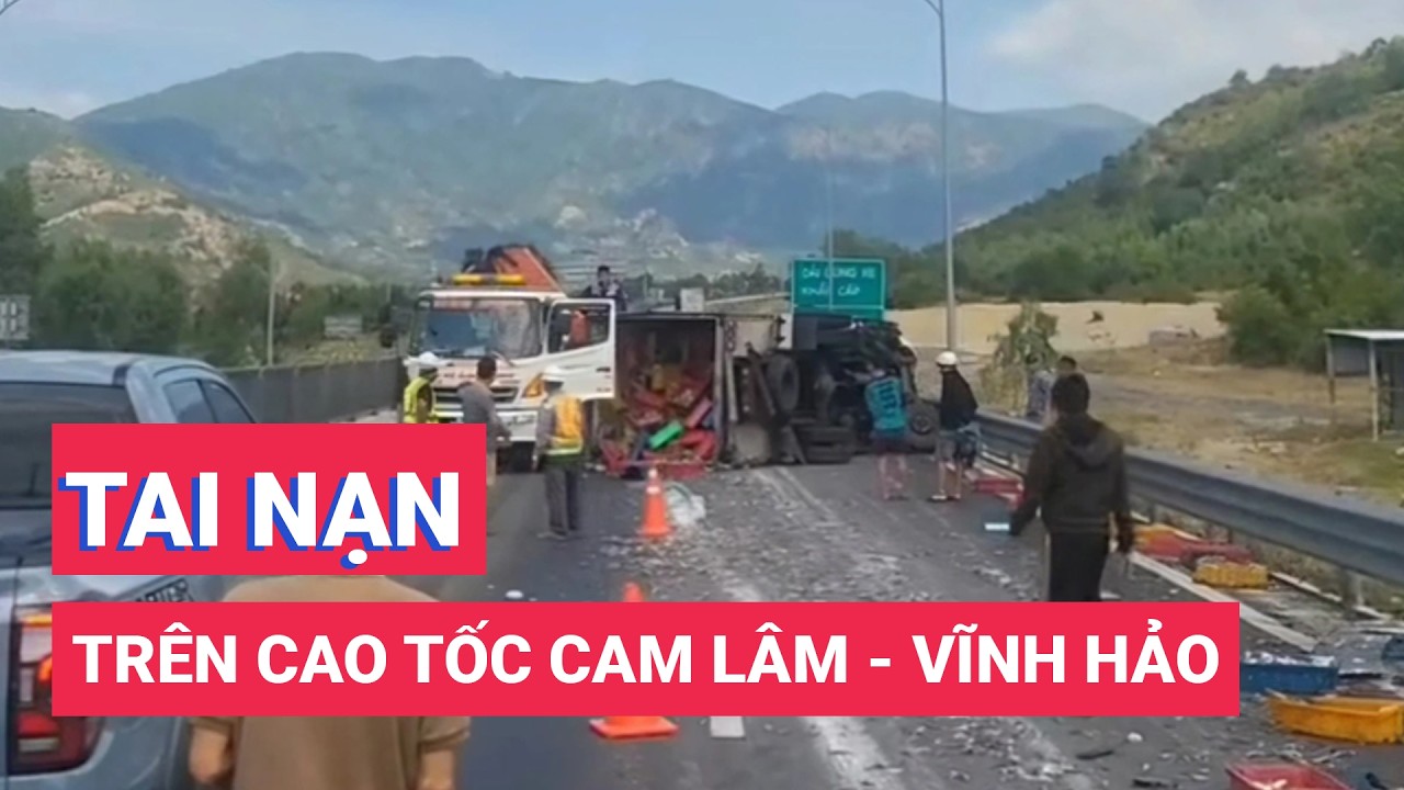 Tai nạn trên cao tốc Cam Lâm - Vĩnh Hảo, CSGT điều tiết xe cộ ra nút giao Du Long