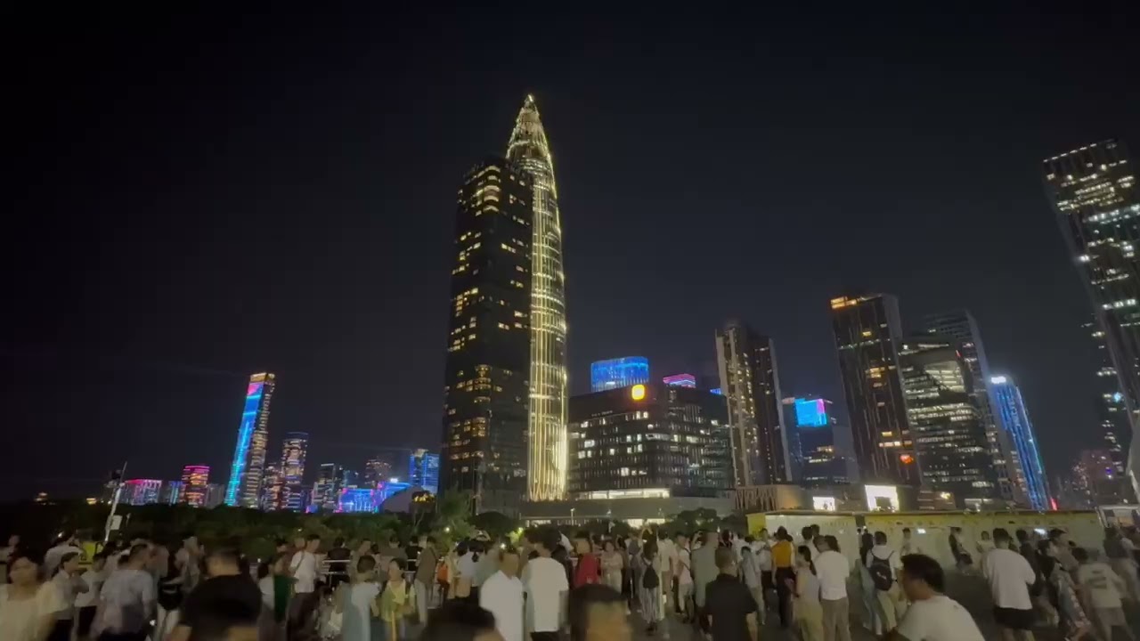 Shenzhen Talent Park after Shenzhen's 45th anniversary drone show of 12000 drones in Shenzhen, China