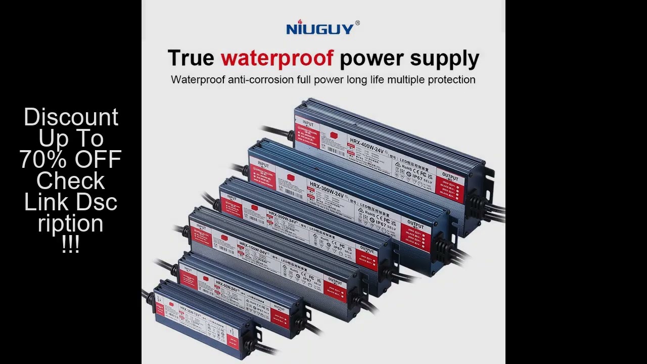 AC/DC waterproof lighting power supply IP6712V 24V outdoor LED driver 600W 500W 400W 300W 200W 100W