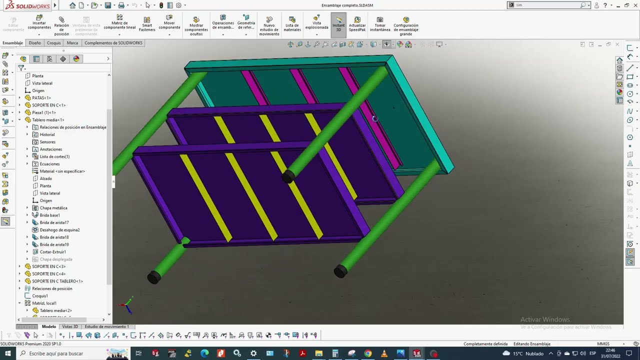 DISEÑO DE MUEBLE INOXIDABLE EN  SOLIDWORKS 8