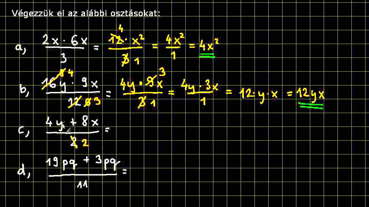 [8.o.] Algebrai kifejezések: osztás
