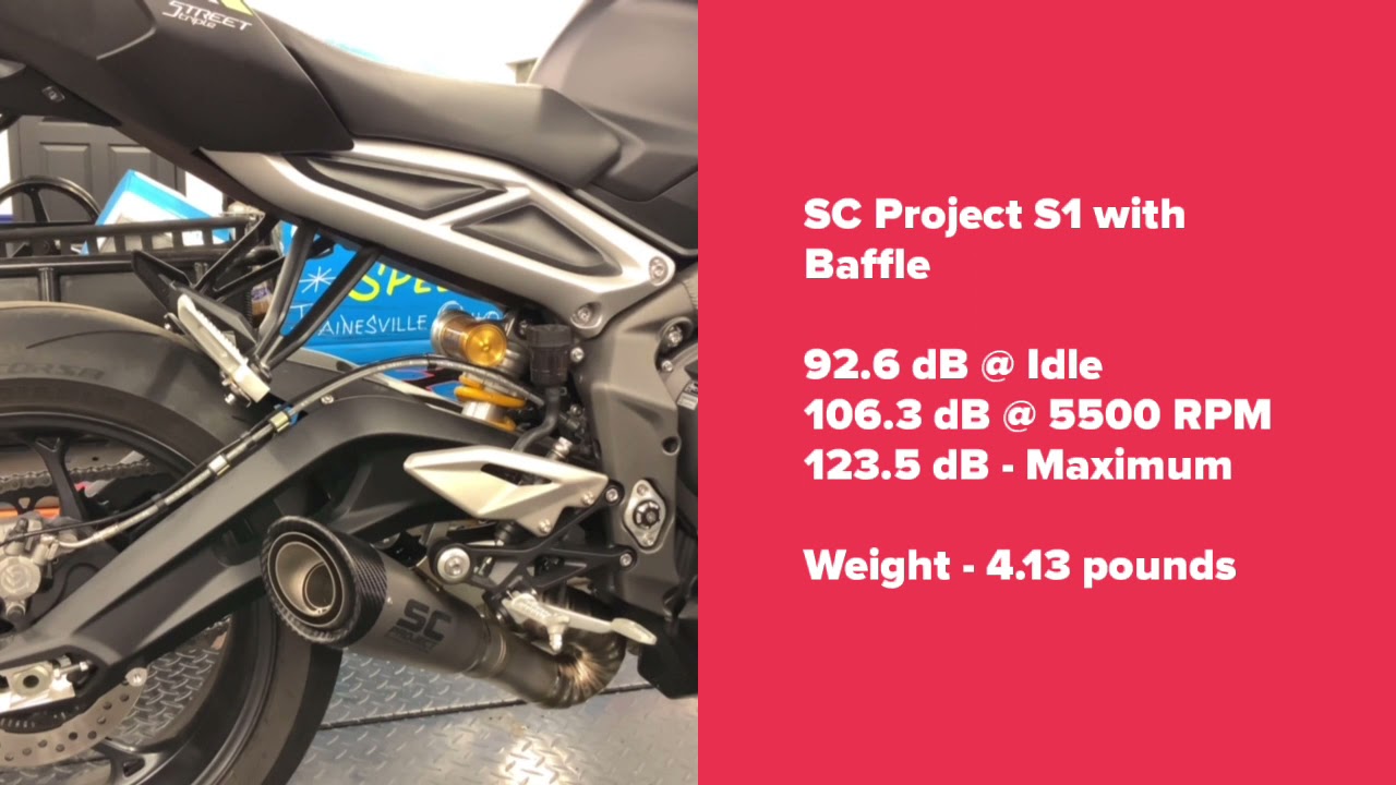SC Project SC1-R & SC Project S1 vs OEM Exhaust - 2020 Triumph Street Triple RS 765