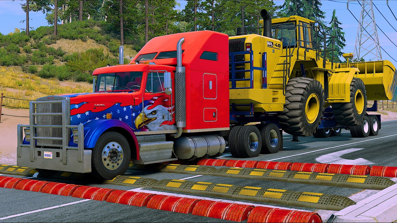 Trucks and Cars vs speed bumps | BeamNG Drive 555