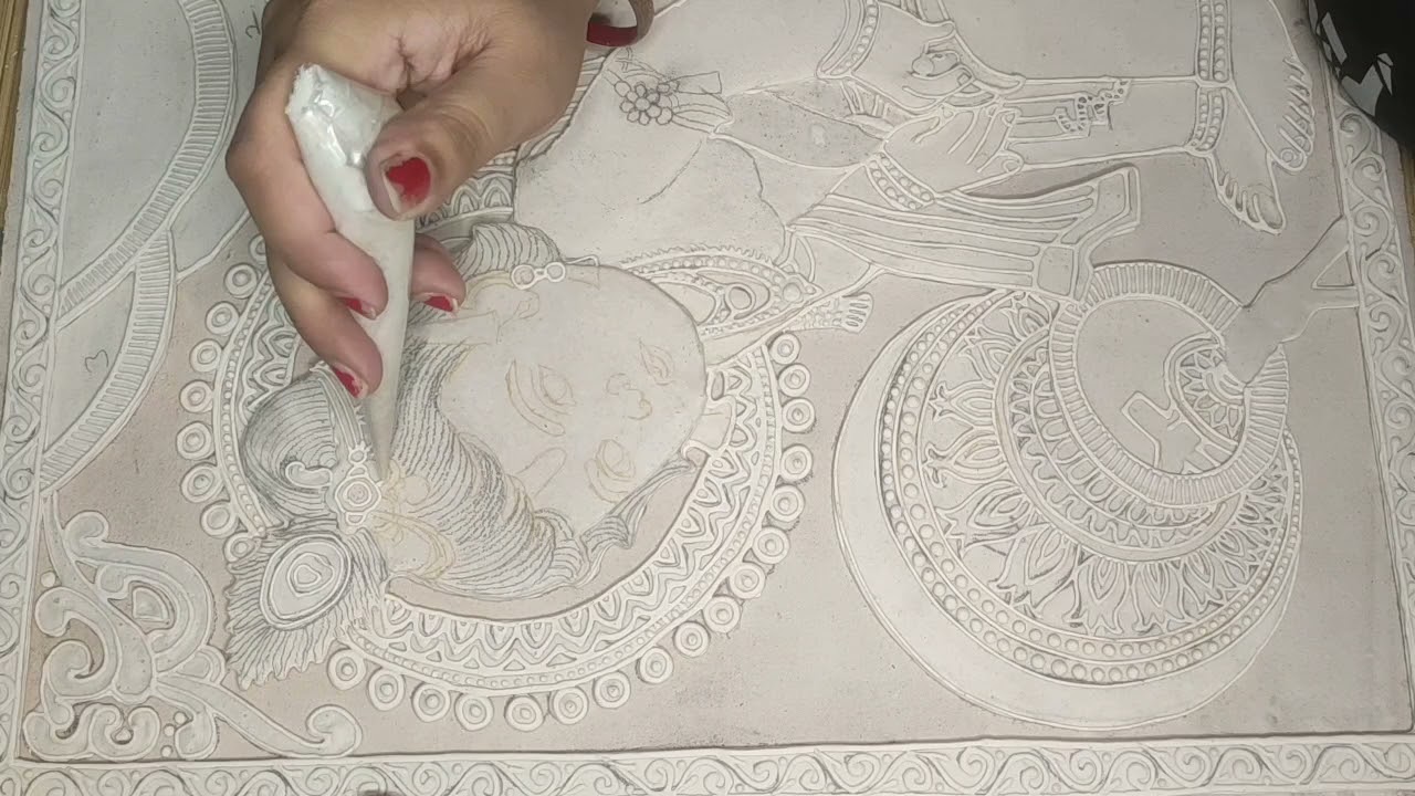 Krishna relief painting part- 4/ step by step tutorial/ Layer by layer painting work