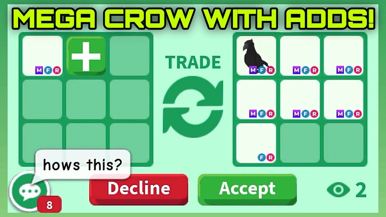 🔥😮‍💨 I DONT REALLY WANT TO TRADE THIS MEGA!! BUT THEY OFFERED MEGA CROW WITH GOOD MEGA ADDS #adoptme
