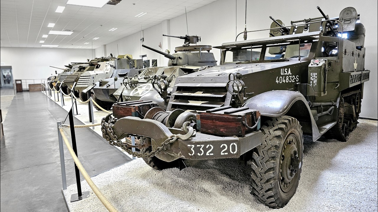 Rows of historic trucks, tanks, half-tracks, artillery (and an indoor boat)