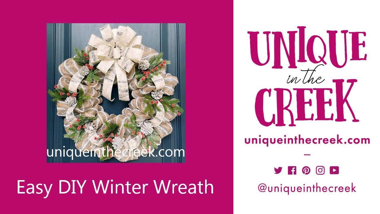 DIY Deco Mesh and Floral Winter Wreath on UITC Ring Board